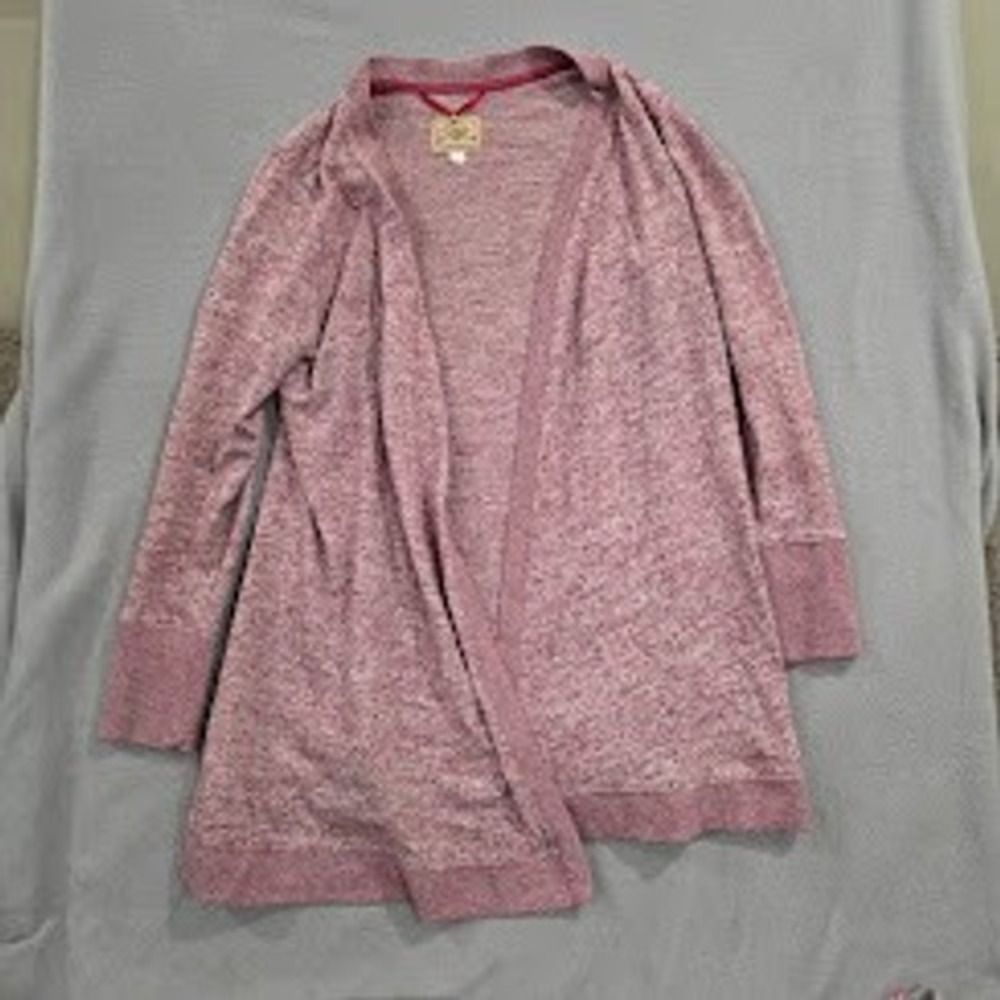 UGG Australia Women Pink Heathered Open Front Cardigan Sweater Large Cozy Soft